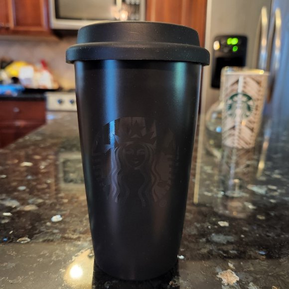 Starbucks Other - Starbucks 12oz Matte Black Mermaid Logo CeramicTravel Tumbler with rubber cover.